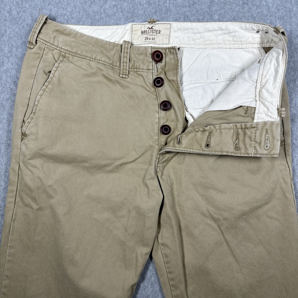 Hollister Button Fly Chinos Pants Men's 29x32(30x31) Loose Fit Straight Leg
